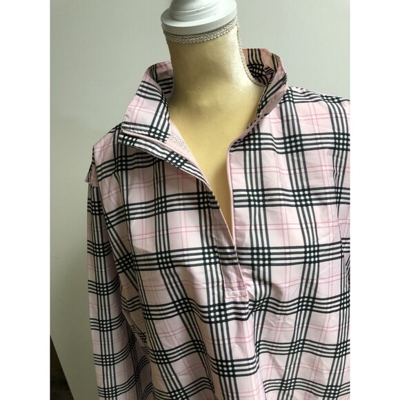 AW Golf Womens Pullover Windbreaker 1/4 Zip Collar Pink Plaid Mesh Lined Size 1X - Picture 4 of 9